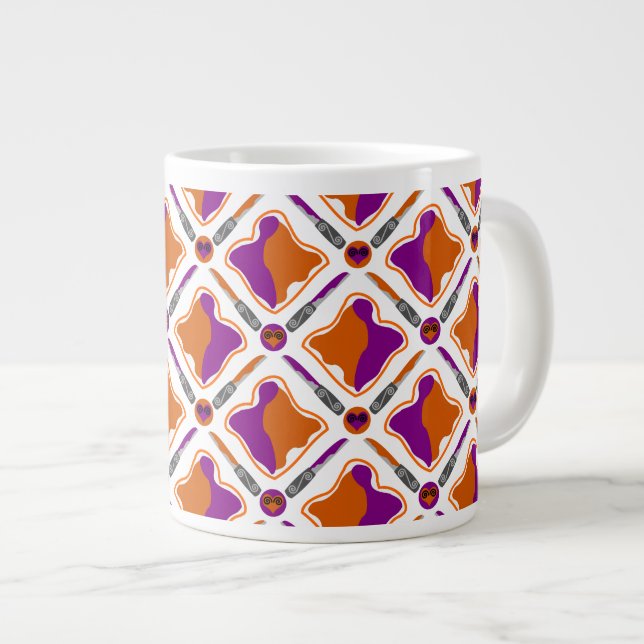 Peanut Butter and Grape Jelly Seamless Pattern Large Coffee Mug (Front Right)