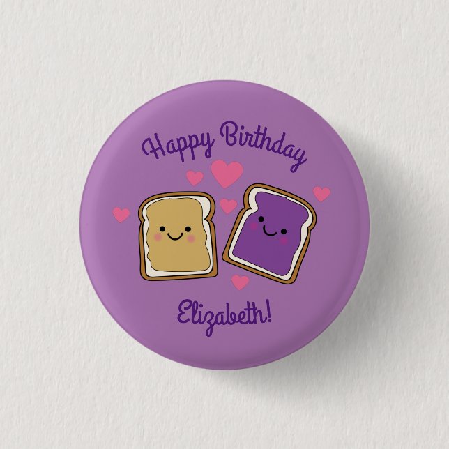 Peanut Butter and Jelly Birthday Party PBJ 3 Cm Round Badge (Front)