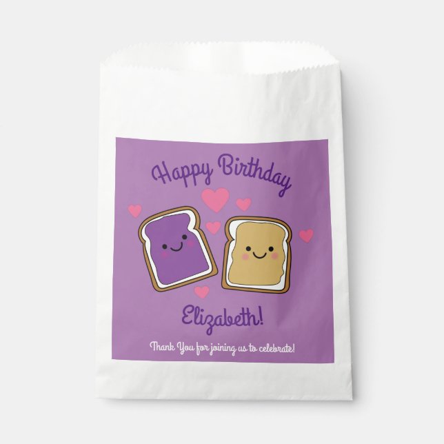 Peanut Butter and Jelly Birthday Party PBJ Favour Bag (Front)