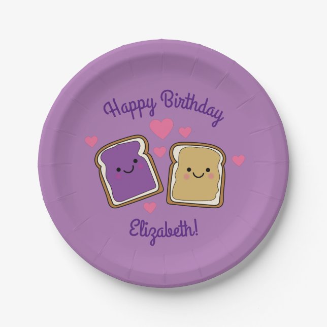 Peanut Butter and Jelly Birthday Party PBJ Paper Plate (Front)