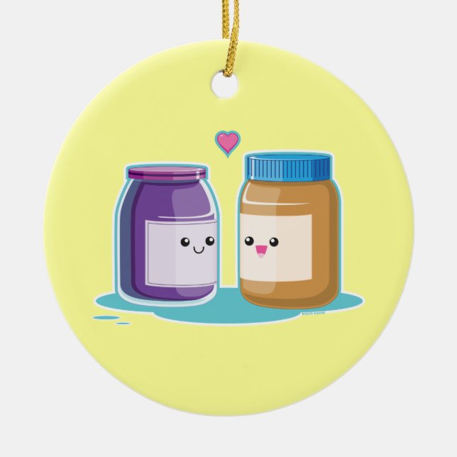 Peanut Butter and Jelly Ceramic Tree Decoration (Front)