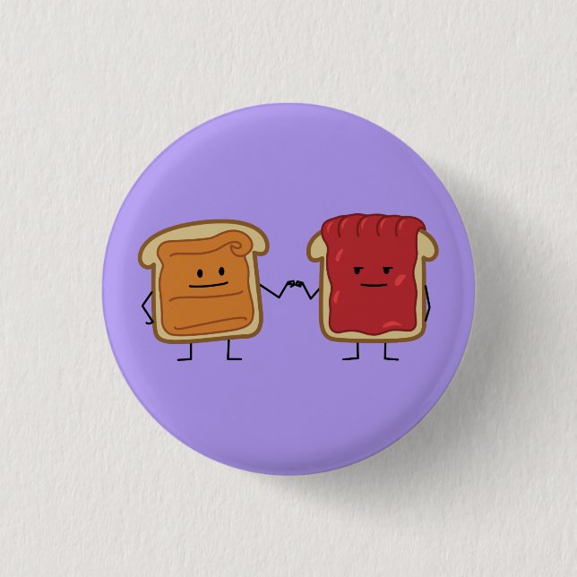 Peanut Butter and Jelly Fist Bump friends toast 3 Cm Round Badge (Front)