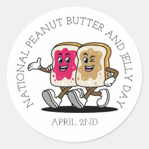 Peanut Butter and Jelly National Day April 2nd Fun Classic Round Sticker