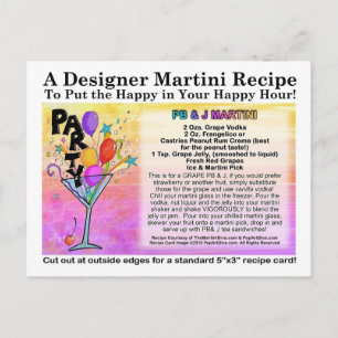 Peanut Butter and Jelly, PB&J, Martini Recipe Card