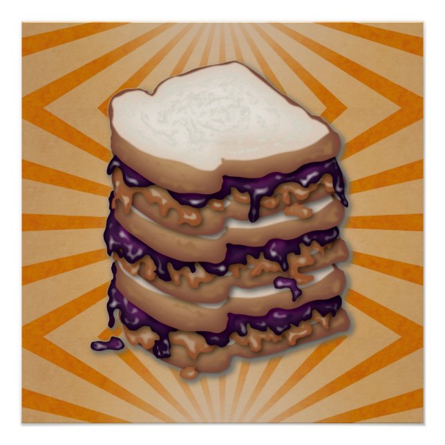 Peanut Butter and Jelly Sandwiches Glossy Poster (Front)
