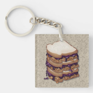 Peanut Butter and Jelly Sandwiches Key Ring