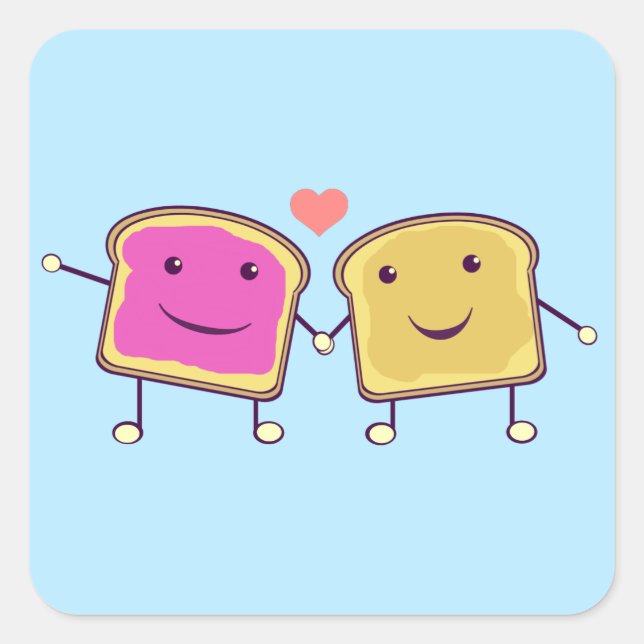 Peanut Butter and Jelly Square Sticker (Front)