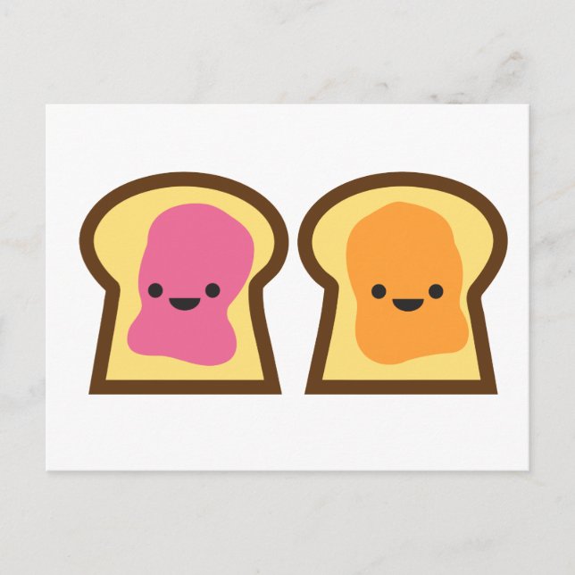 Peanut Butter and Jelly Toast Friends Postcard (Front)