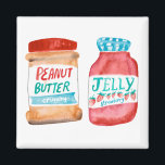 Peanut Butter and Jelly Watercolor Magnet<br><div class="desc">Decorate your kitchen with this magnet. Makes a great little gift! Check my shop for more matching stuff like mugs, towels and stickers! You can always add your own text. Let me know if you'd like something custom made. If you buy it, thank you! Be sure to share a pic...</div>