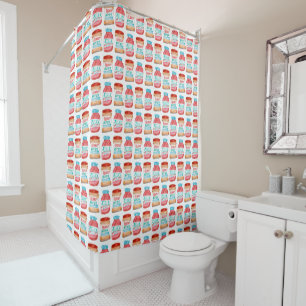 Peanut Butter and Jelly Watercolor Pattern Shower Curtain