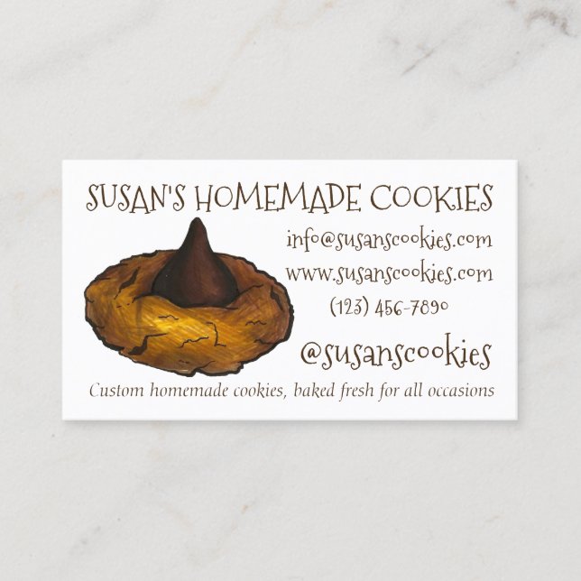 Peanut Butter Blossom Cookie Baking Baked By Baker Business Card (Front)