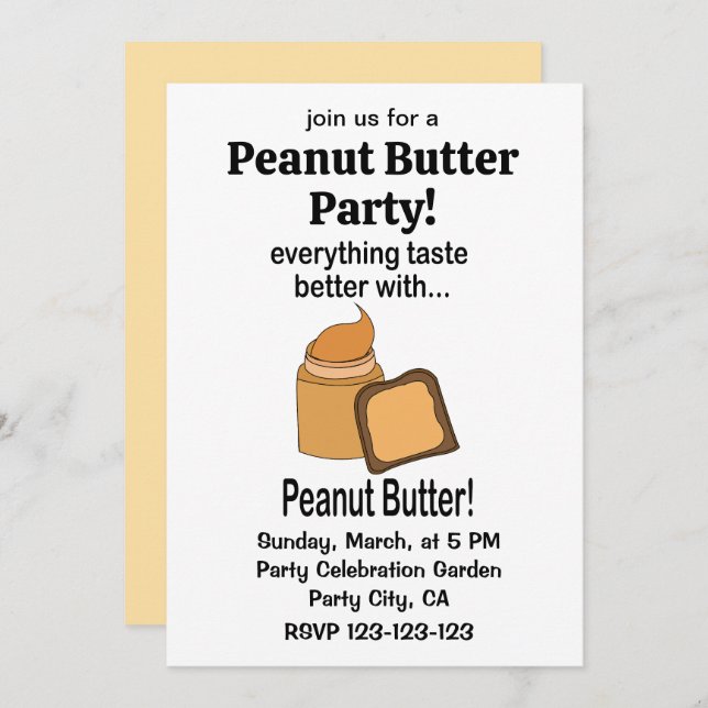 Peanut Butter Bread Cute Funny Invitation (Front/Back)