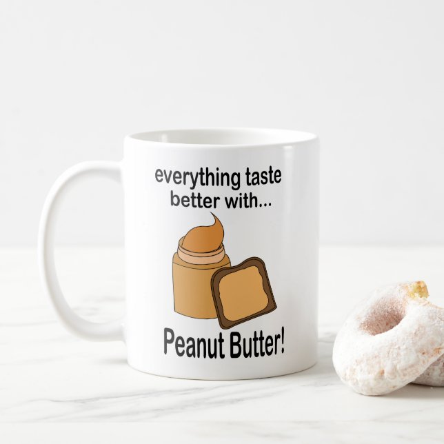 Peanut Butter Bread Food Cute  Coffee Mug (With Donut)