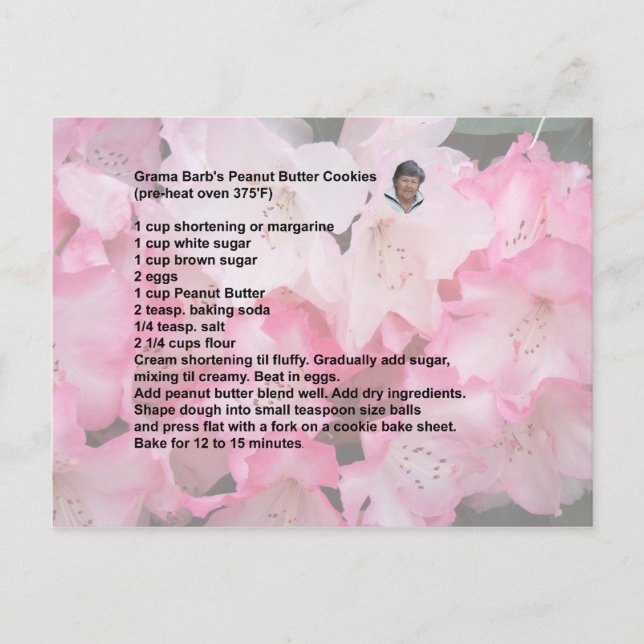Peanut Butter Cookie Recipe postcard (Front)