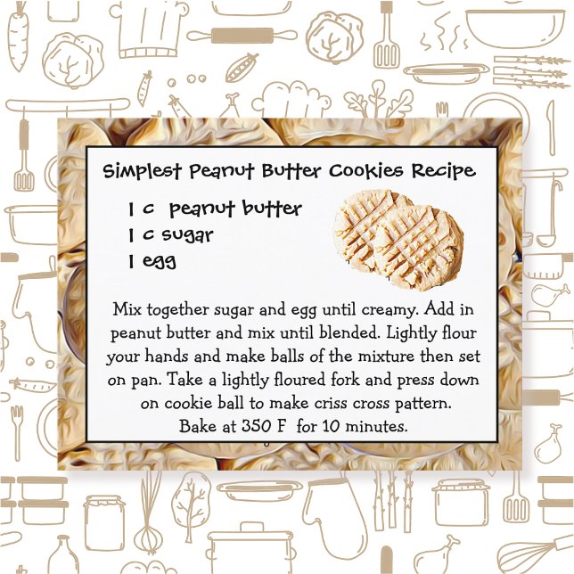 Peanut Butter Cookies Recipe Card  Postcard (Creator Uploaded)