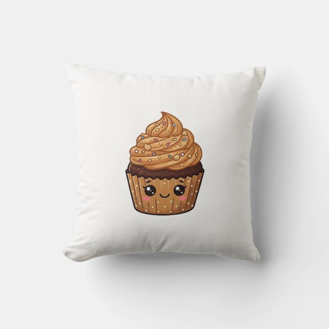 Peanut Butter Cupcake Kawaii Cushion Pillow (Front)