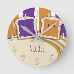 Peanut Butter & Grape Jelly Jam PB&J Personalised Round Clock