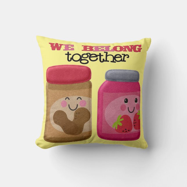 Peanut Butter & Jelly Polyester Throw Pillow (Front)