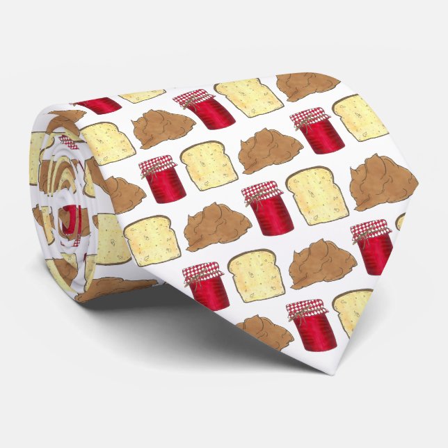 Peanut Butter Jelly Sandwich Bread Lunchtime Food Tie (Rolled)