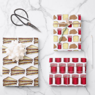 Peanut Butter Jelly Time PB&J Sandwich Bread Jam Wrapping Paper Sheet