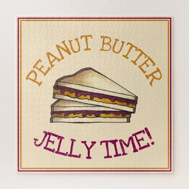 Peanut Butter Jelly Time PBJ Sandwich Lunch Foodie Jigsaw Puzzle (Vertical)