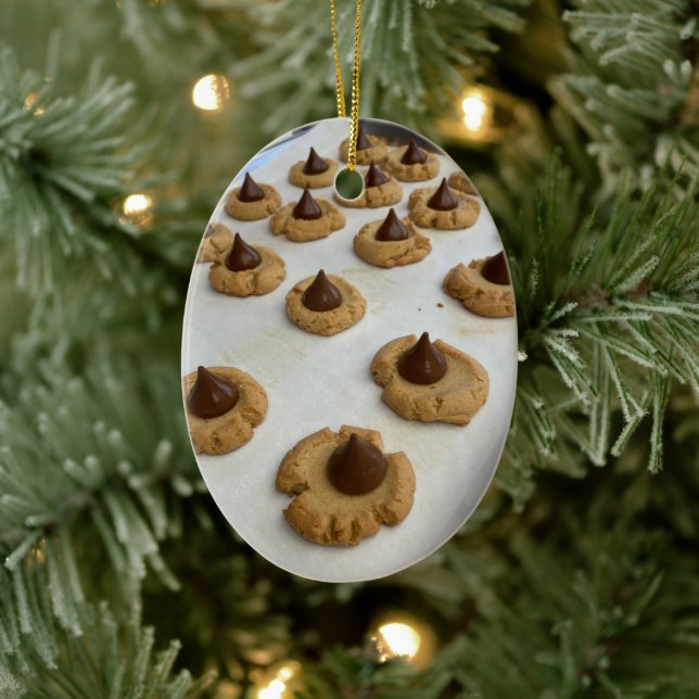 Peanut Butter Kiss Cookies  Ceramic Ornament (Tree)