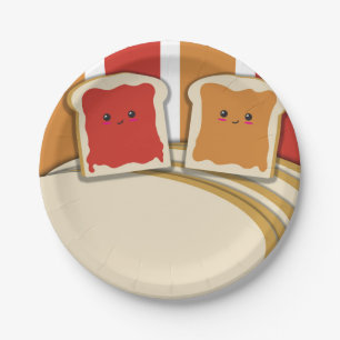 Peanut Butter Strawberry Jelly Whimsical Birthday Paper Plate