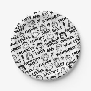Peanut Characters Graffiti Pattern Paper Plate