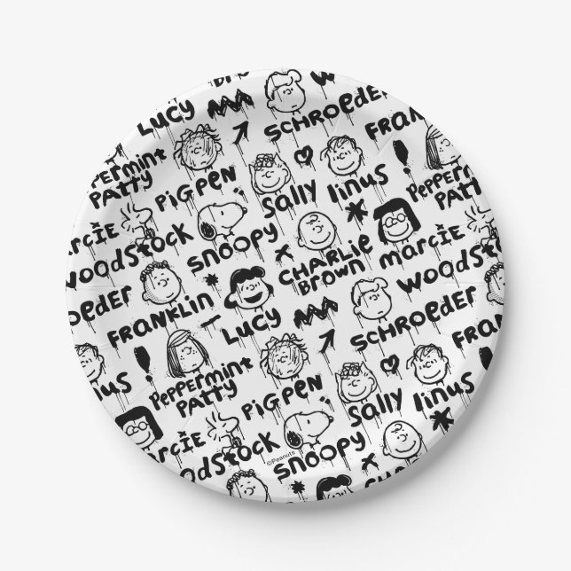 Peanut Characters Graffiti Pattern Paper Plate (Front)