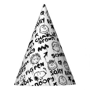 Peanut Characters Graffiti Pattern Party Hat