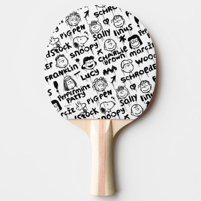 Peanut Characters Graffiti Pattern Ping Pong Paddle (Front)
