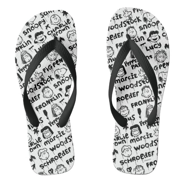 Peanut Characters Graffiti Pattern Thongs (Footbed)