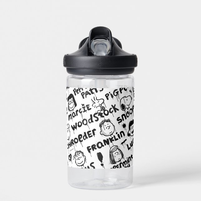 Peanut Characters Graffiti Pattern Water Bottle (Front)