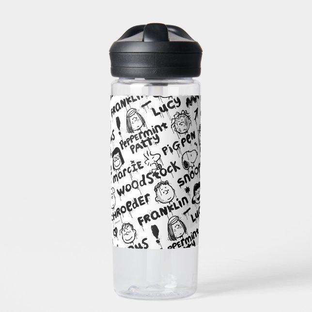 Peanut Characters Graffiti Pattern Water Bottle (Front)