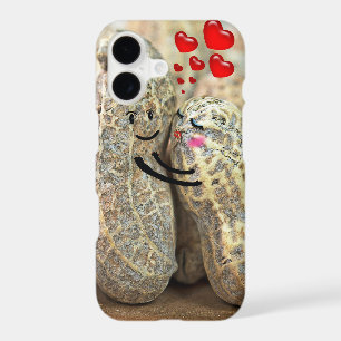 Peanut Couple Hugging with Red Hearts