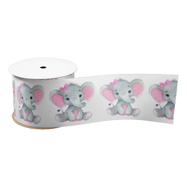 Peanut Elephant Satin Ribbon Spool Pink Bow (Spool)