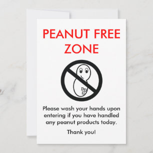 Peanut Free Zone Card