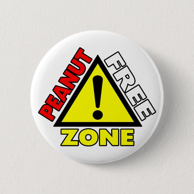 Peanut Free Zone (Peanut Allergy) 6 Cm Round Badge (Front)