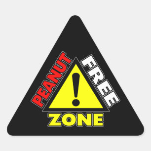 Peanut Free Zone (Peanut Allergy) Triangle Sticker