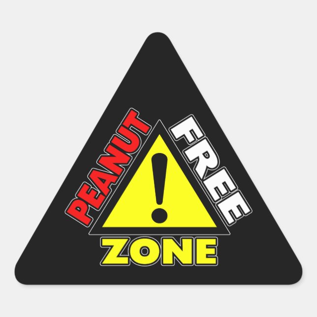 Peanut Free Zone (Peanut Allergy) Triangle Sticker (Front)