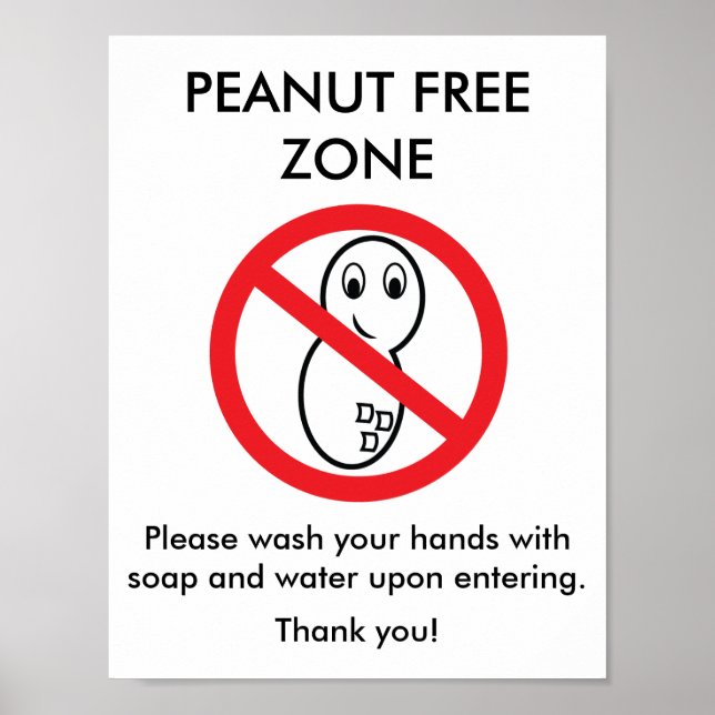 Peanut Free Zone Poster (Front)