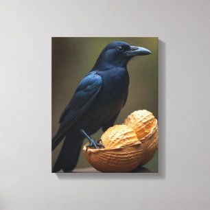 Peanut Lovers Crow-Raven Canvas Wall Art