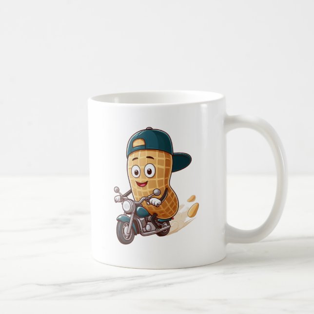 Peanut Riding a Motorcycle Coffee Mug (Right)