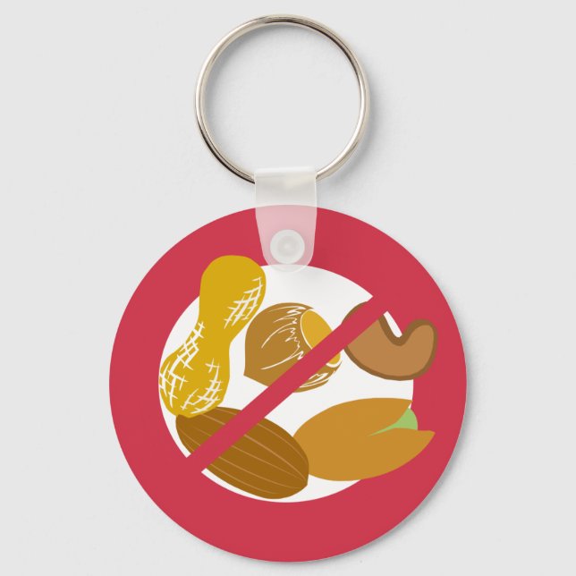 Peanut Tree Nut Free Symbol Red Allergy Kids Key Ring (Front)