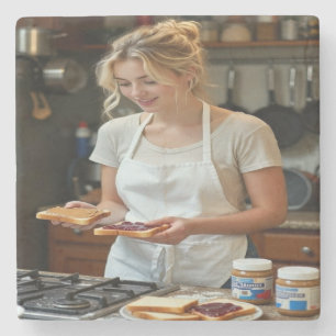 Peanutbutter and Jelly Sandwich Custom Stone Coaster