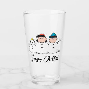 Peanuts 3 Person Snowman Glass