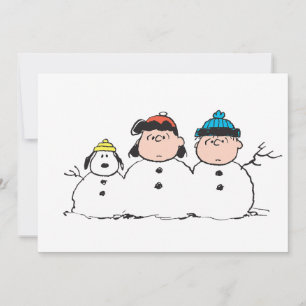 Peanuts   3 Person Snowman Holiday Card