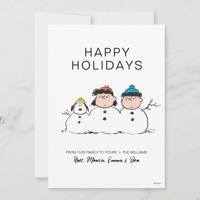 Peanuts | 3 Person Snowman Holiday Card (Front)