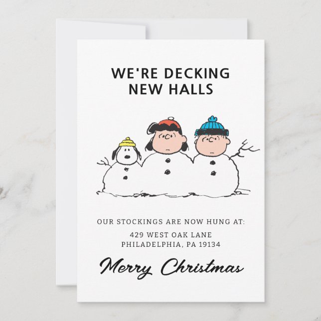 Peanuts | 3 Person Snowman Holiday Card (Front)