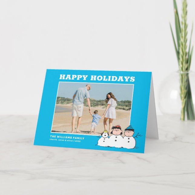 Peanuts | 3 Person Snowman Holiday Card (Front)